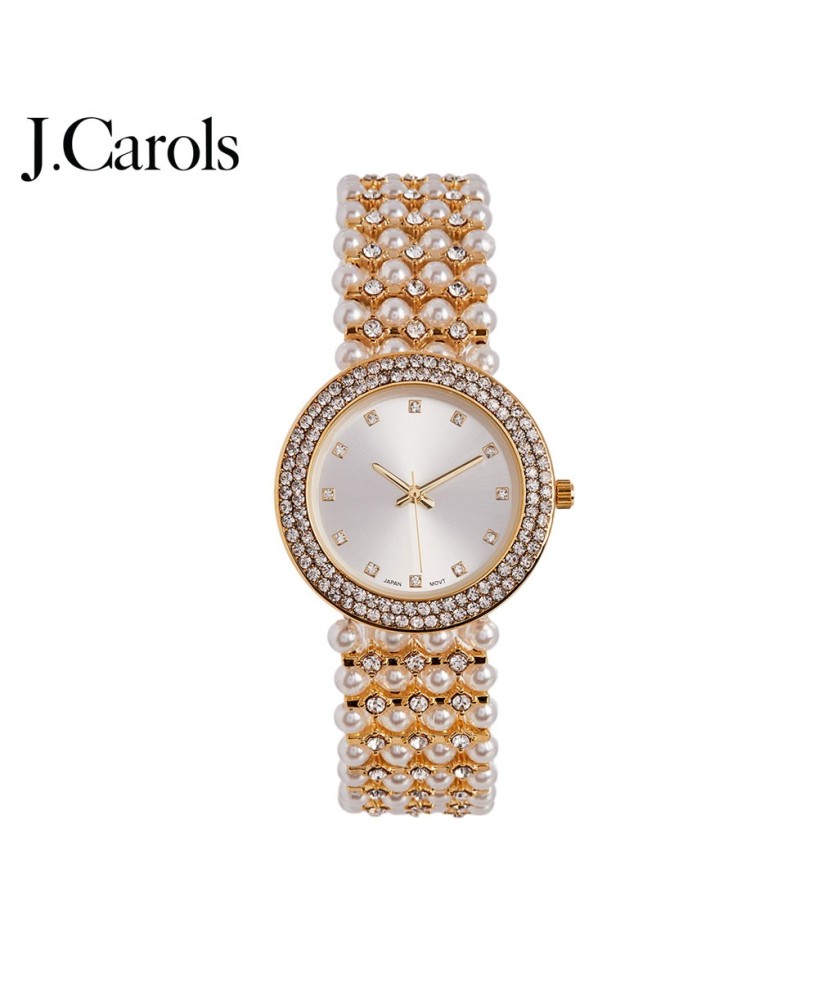 Diamond-Accented Quartz Watch with Pearls for Women