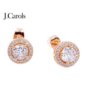 Round Cubic Zirconia Stud Earrings - Gold, Rose Gold, Silver