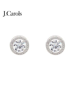 Round Cubic Zirconia Stud Earrings - Gold, Rose Gold, Silver