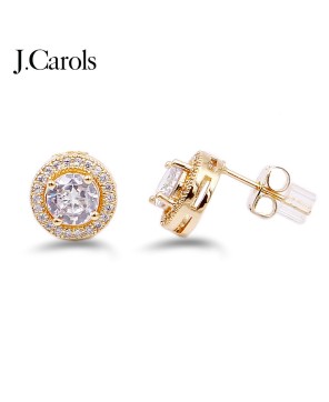 Round Cubic Zirconia Stud Earrings - Gold, Rose Gold, Silver