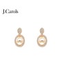 Brass Earrings with Cubic Zirconia and Pearl