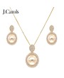 Brass Earrings with Cubic Zirconia and Pearl