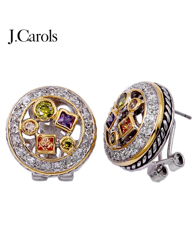 2-Tone Plated Cubic Zirconia Earrings - Elegant Jewelry