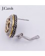 2-Tone Plated Cubic Zirconia Earrings - Elegant Jewelry