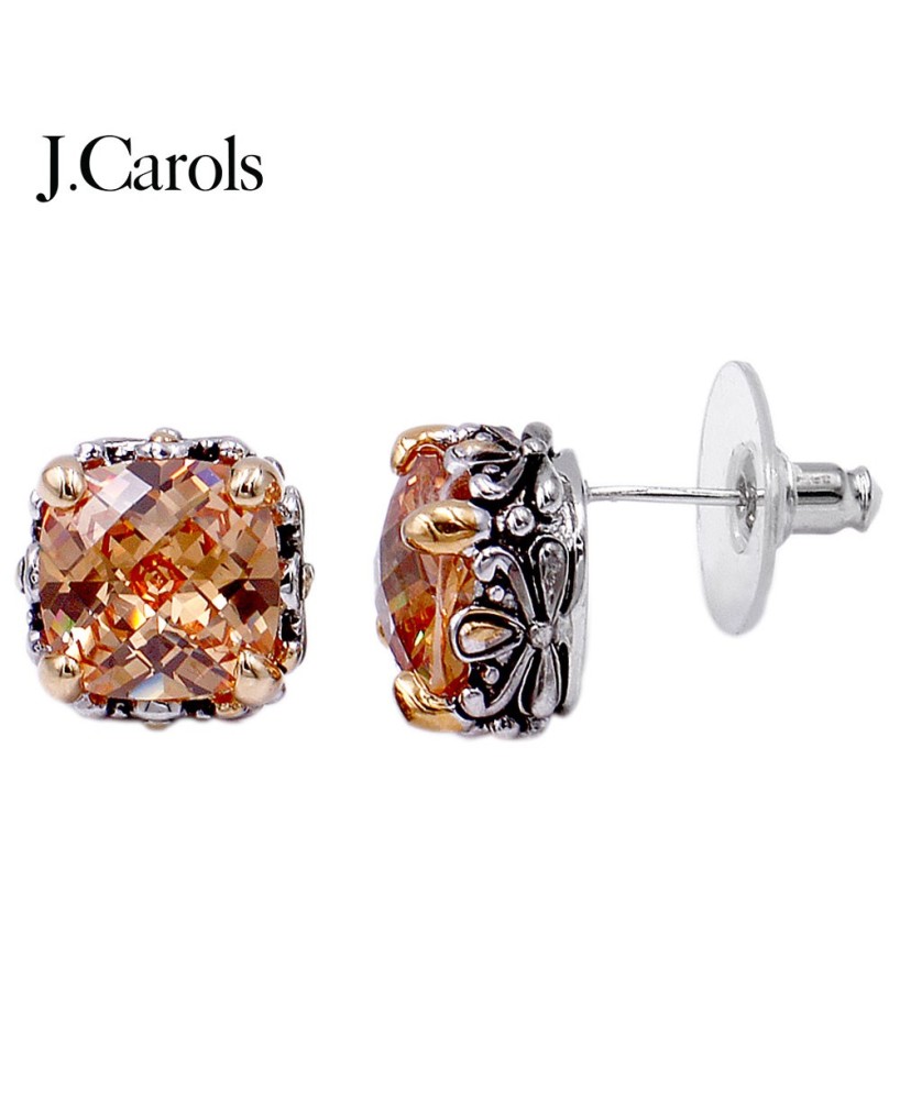 2-Tone Topaz Cubic Zirconia Earrings - Timeless Beauty