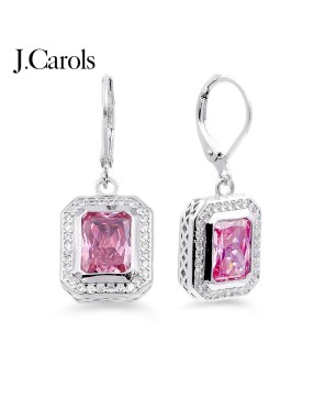 Rhodium Plated Cubic Zirconia Earrings - Multiple Colors