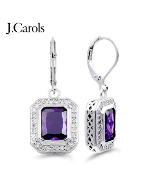 Rhodium Plated Cubic Zirconia Earrings - Multiple Colors