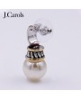 wo-Tone Plated Pearl Earrings - Timeless Sophistication