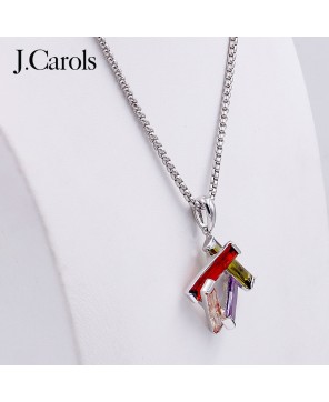 Dark Multi Color Cubic Zirconia Pendant Necklaces - Brass Base