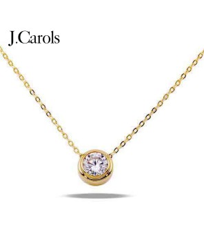 Clear Solitaire Cubic Zirconia Necklace - Gold, Rose Gold, Silver