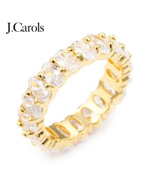 Stunning Cubic Zirconia Round Eternity Rings - Gold & Rhodium Clear