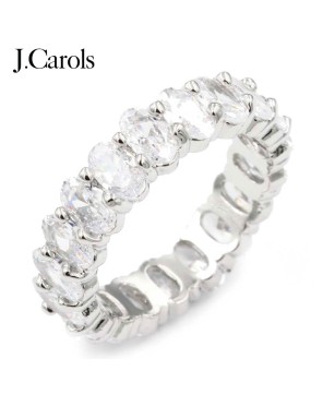 Stunning Cubic Zirconia Round Eternity Rings - Gold & Rhodium Clear