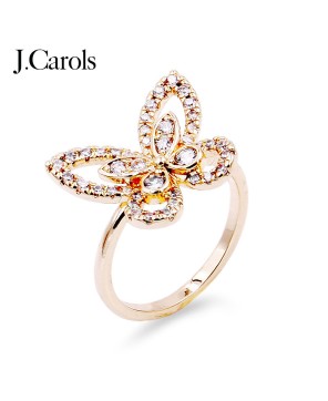 Stunning Cubic Zirconia Engagement Butterfly Rings - Gold & Rhodium