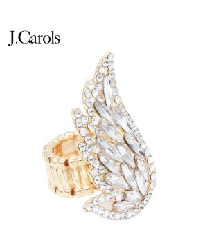 Crystal Angel Wing Stretch Rings | Zinc Alloy Fashion Jewelry