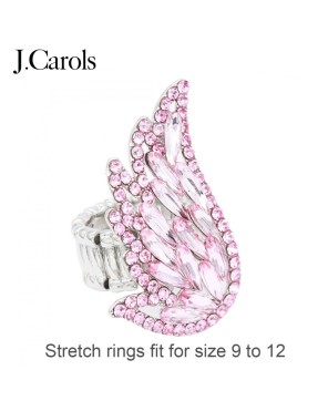 Crystal Angel Wing Stretch Rings | Zinc Alloy Fashion Jewelry