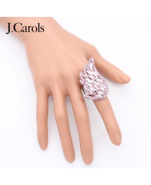 Crystal Angel Wing Stretch Rings | Zinc Alloy Fashion Jewelry