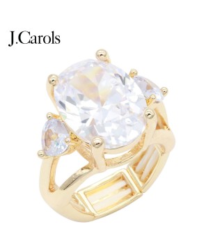 Rhinestone Clear Stone Elizabeth Stretch Ring | Alloy Fashion Jewelry