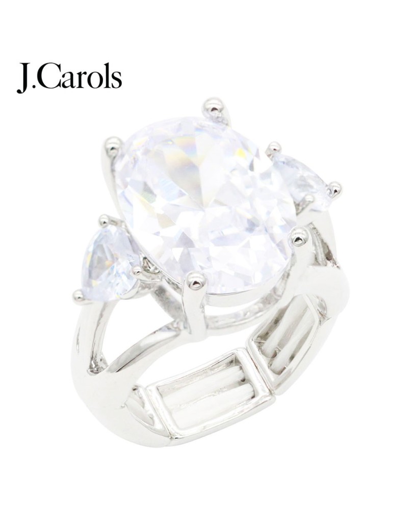 Rhinestone Clear Stone Elizabeth Stretch Ring | Alloy Fashion Jewelry