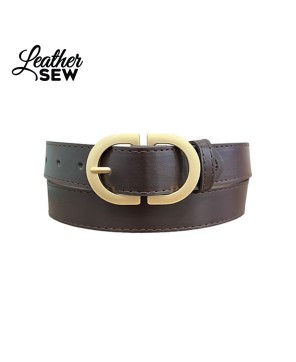 Chic Oval Buckle Belt for Women - Matte Gold Finish