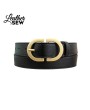 Chic Oval Buckle Belt for Women - Matte Gold Finish