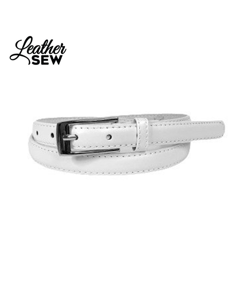 Chic Women's Thin Belt - Polished Silver Rectangle Buckle