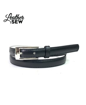 Chic Women's Thin Belt - Polished Silver Rectangle Buckle