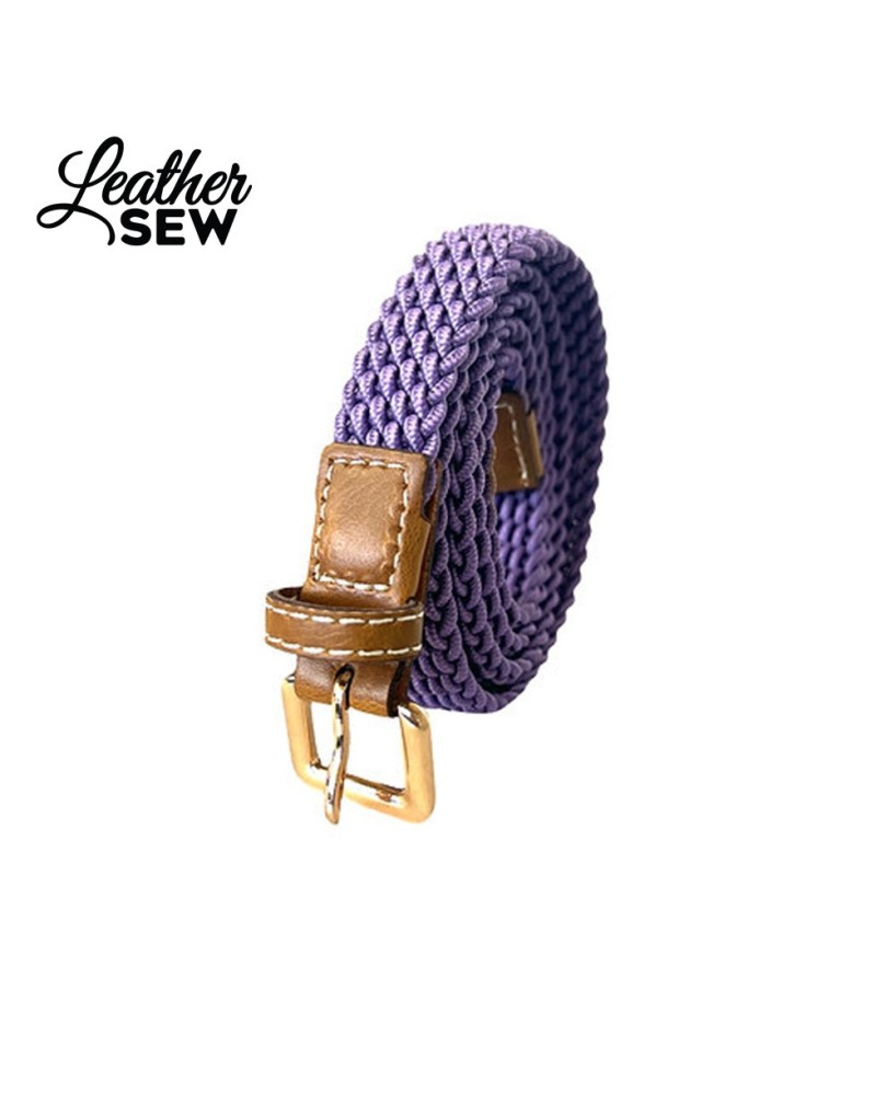 Stylish Thin Braided Stretch Belt for Jeans - Gold Metal Buckle