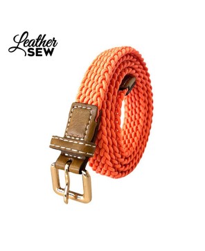 Stylish Thin Braided Stretch Belt for Jeans - Gold Metal Buckle