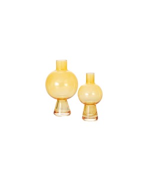 Yellow Hurricane Glass Vases - Set of 2