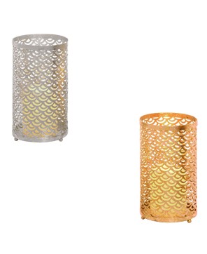 Rustic Metal Lanterns with LED Candles, Set of 2 - Battery Operated