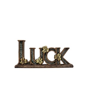 Resin Luck Sign with Gold Shamrocks - Home Decor