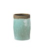 Tall Light Blue Aqua Terra Cotta Crackle Glazed Rustic Vase