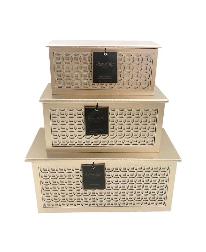 Elegant Gold Nested Organizer Boxes Set of 3