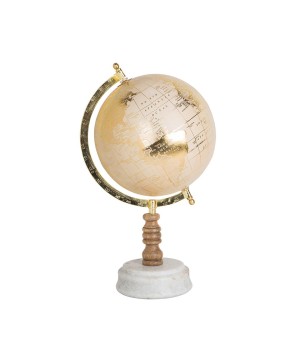 Premium 8" Gold Foil Finish World Globe with Wood & Marble Base