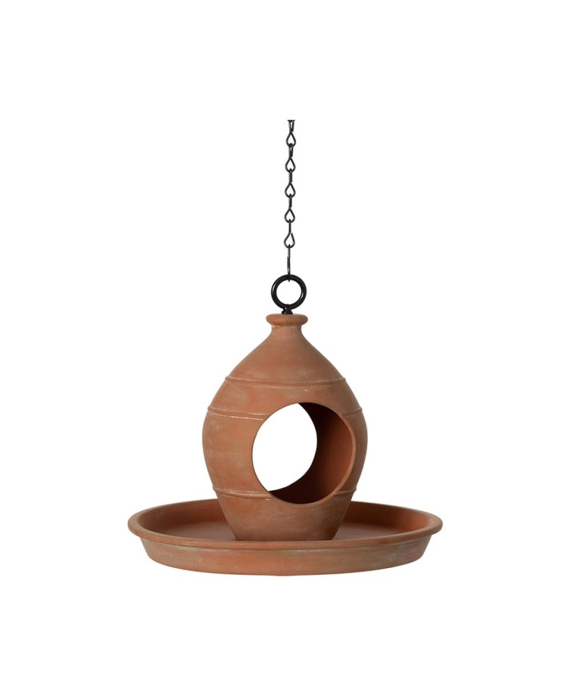 Terracotta Hanging Bird Feeder - Outdoor Garden Decor