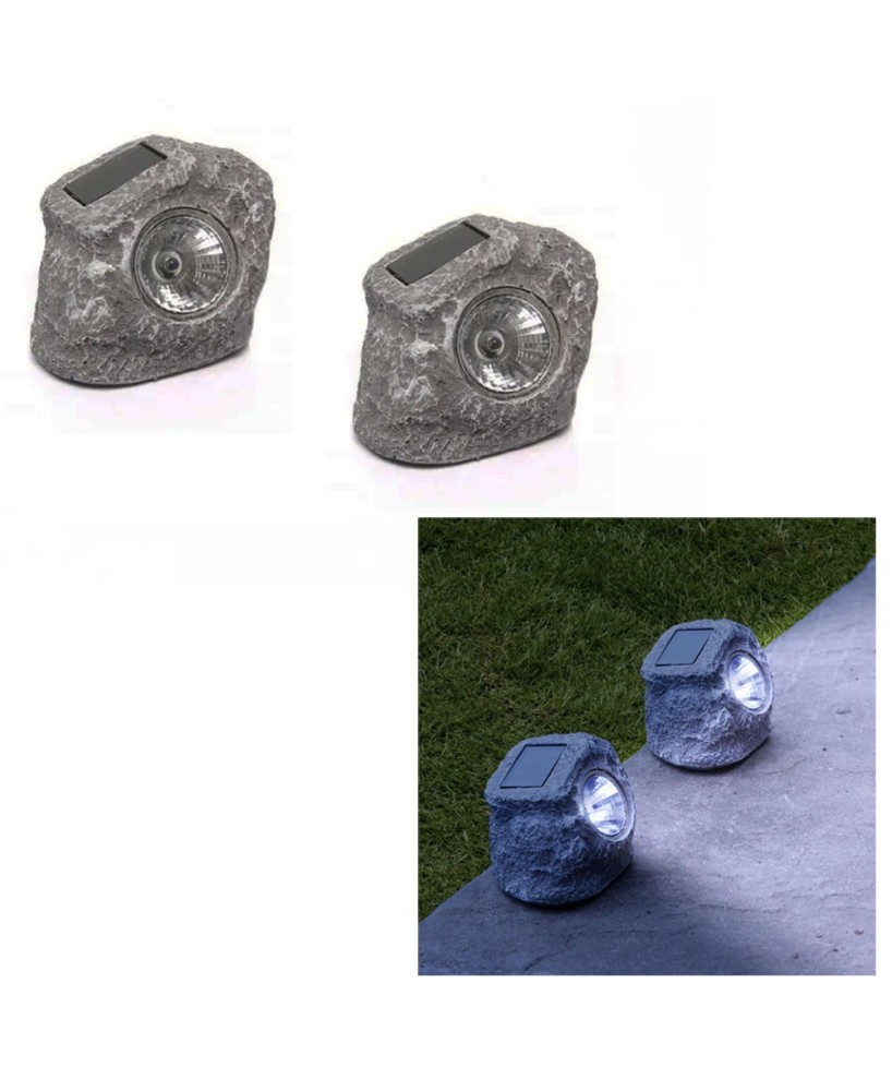 Solar LED Rock Light Set/2 - Outdoor Decor