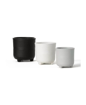 Set of 3 Small Ceramic Planters - Assorted Colors by Sullivans