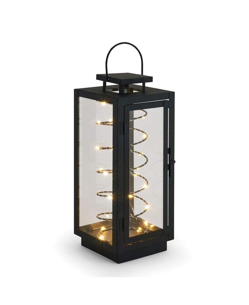 LED Black Metal String Light Lanterns - Battery Powered