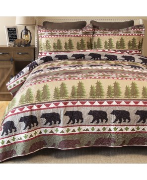 Bear Stripe Quilt Set - Cozy and Stylish Bedding for All Sizes