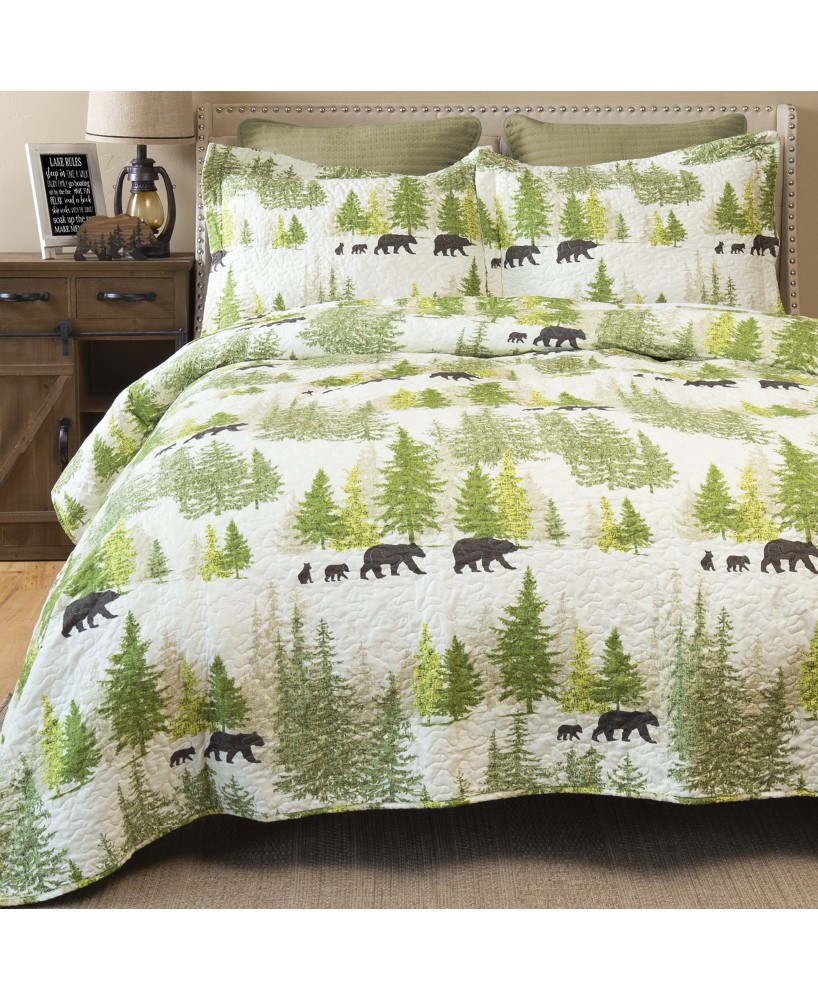 Rustic Pine Wilderness Quilt Set - Premium Bedding Collection