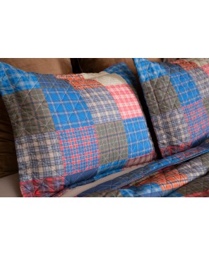 Rustic Patchwork 2-Piece Plaid Printed Quilt Set - Cozy Bedding