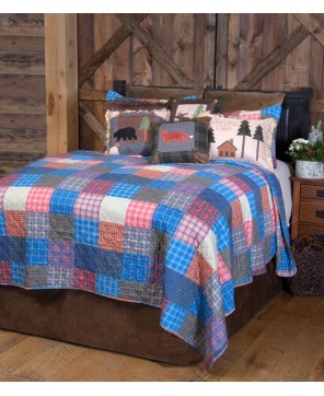 Rustic Patchwork 2-Piece Plaid Printed Quilt Set - Cozy Bedding