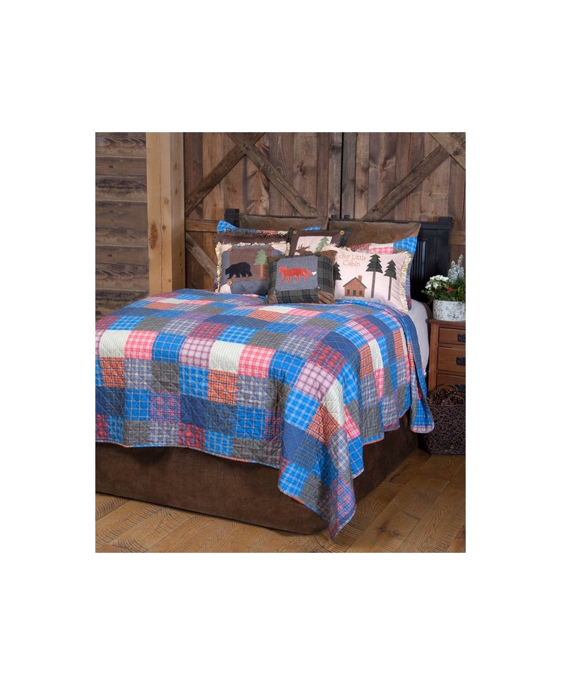 Rustic Patchwork 2-Piece Plaid Printed Quilt Set - Cozy Bedding