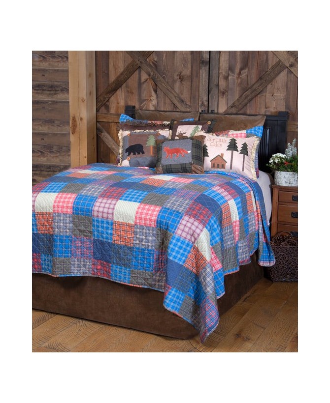 Rustic Patchwork 2-Piece Plaid Printed Quilt Set - Cozy Bedding