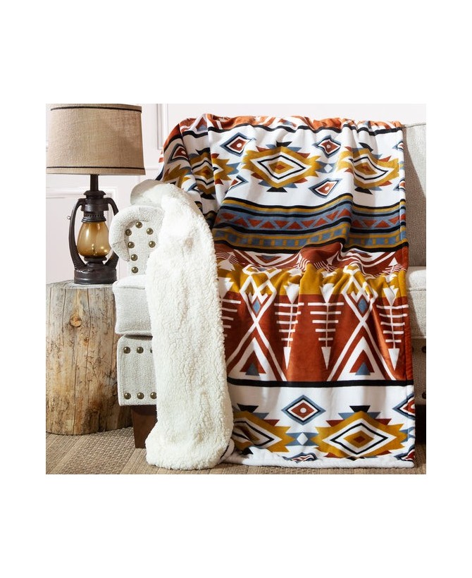 Luxurious Arrowhead Earth Plush Sherpa Throw – Cozy and Warm