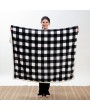 Black & White Lumberjack Plaid Plush Sherpa Throw - Cozy Home Decor