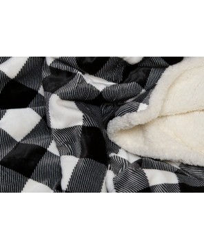 Black & White Lumberjack Plaid Plush Sherpa Throw - Cozy Home Decor