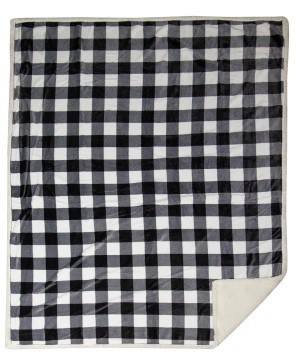 Black & White Lumberjack Plaid Plush Sherpa Throw - Cozy Home Decor