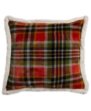 Rust & Sage Plaid Sherpa Pillow - Cozy Home Comfort