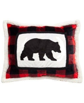 Rustic Cabin Plush Sherpa Pillow - Lumberjack Bear Comfort